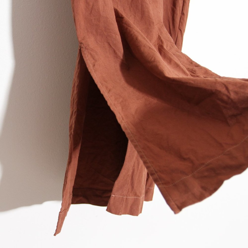 Theory Short Sleeve Shirtdress Linen Terracotta Soft Crunch Burnt Orange Size 4 - Picture 8 of 16